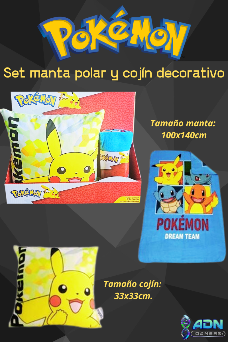 Pokémon™ Set manta polar y cojín decorativo