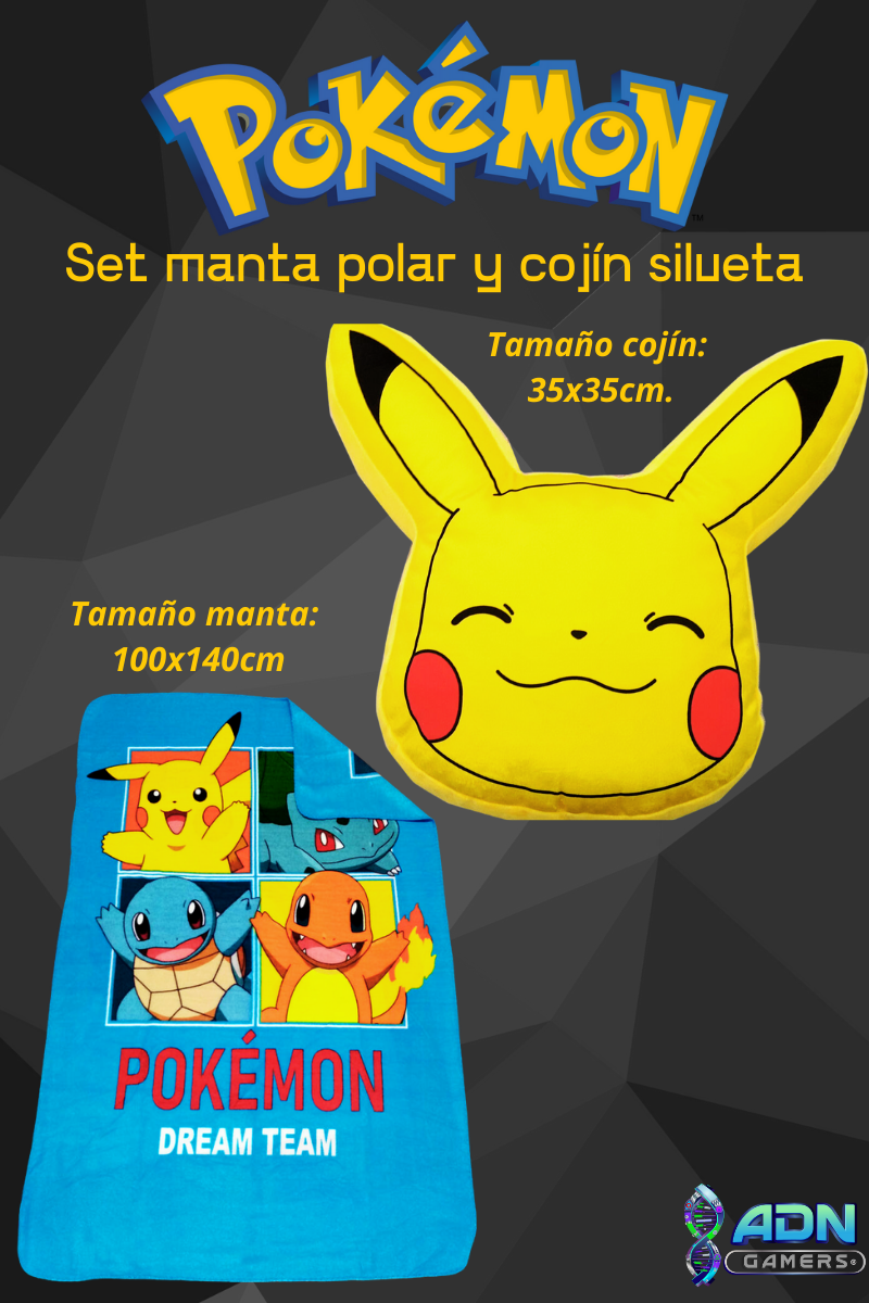 Pokémon™ Set manta polar y cojín tipo silueta